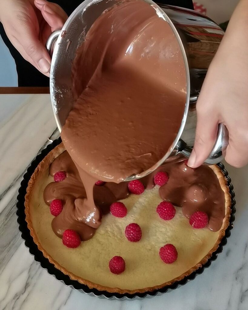 Tarte de chocolate e framboesas
